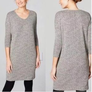 NWT J.Jill Pure Jill V Neck Knit Drop Shoulder Linen Blend Tunic Dress